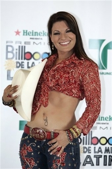 Mexican singer Diana Reyes poses backstage at the Billboard Latin Music Awards, Thursday, April 26, 2007, in Coral Gables, Fla.