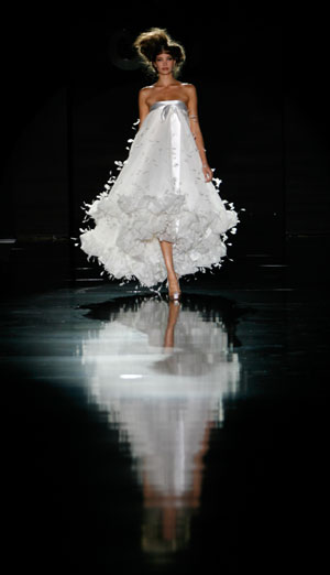 A model presents a creation from Hannibal Laguna collection at Barcelona Bridal Week fashion show May 30, 2007.