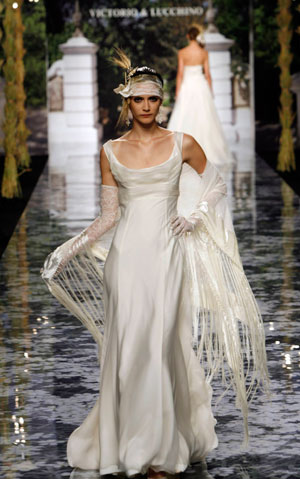 A model presents a creation from Victorio & Lucchino collection at Barcelona Bridal Week fashion show May 30, 2007.