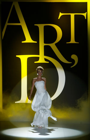 A model presents a creation from the Novia D'Art collection at the Barcelona Bridal Week fashion show May 31, 2007.