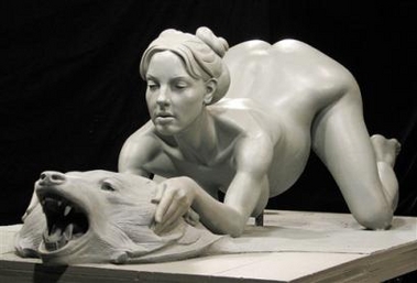 Sculpture of naked Britney giving birth