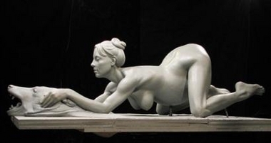 Sculpture of naked Britney giving birth