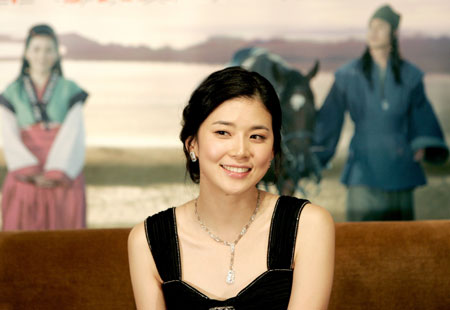 South Korea actress Lee Bo-young poses during a news conference to promote her new TV drama series 