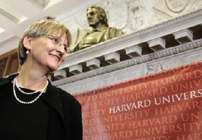 Harvard's first woman president settles into role