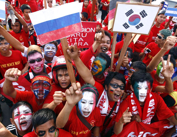 Soccer fans celebrate ahead of World Cup
