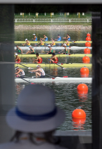 Sculls rowing competition at Shunyi Olympic Rowing-Canoeing Park