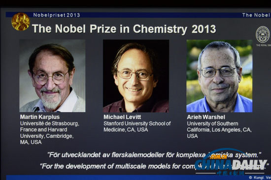 US trio wins Nobel chemistry prize