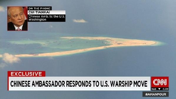 中国驻美大使就美舰闯南海舌战CNN主播