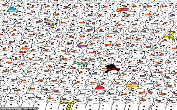 熊猫潜伏雪人中，你找到它了吗？