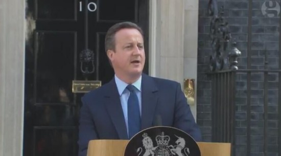 英国首相卡梅伦就脱欧公投发表讲话 宣布将辞职