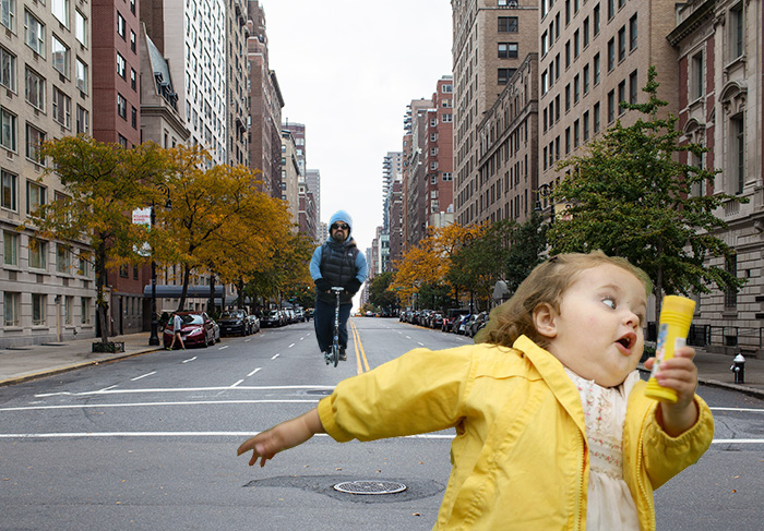 爆笑组图：“小恶魔”骑滑板车街拍遭PS恶搞