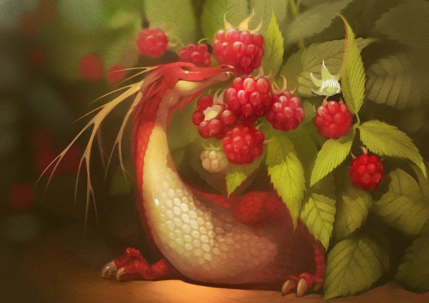 俄罗斯画家笔下的“水果神龙” 仿佛梦幻童话（组图）