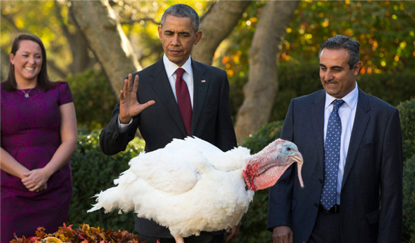 奥巴马感恩节讲话 总统再变段子手
