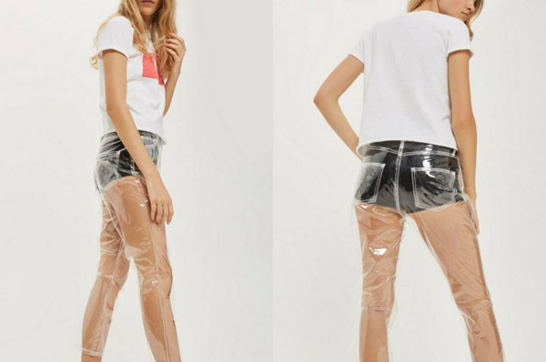 英国高街品牌Topshop推出透明塑料牛仔裤 被抢购一空