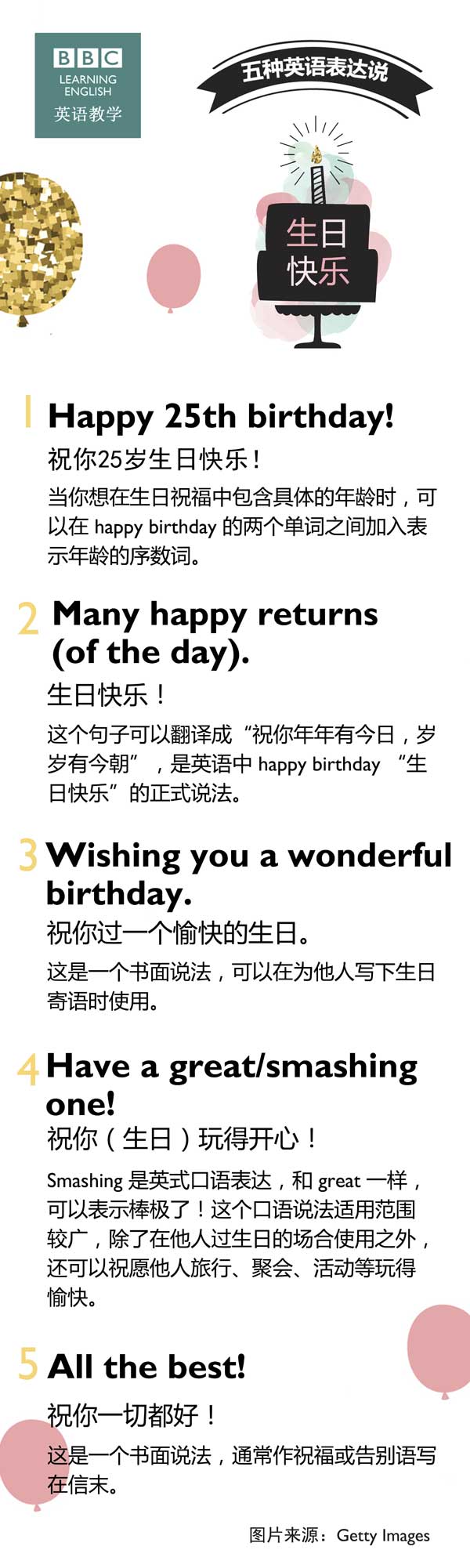 五种英语表达说“生日快乐”