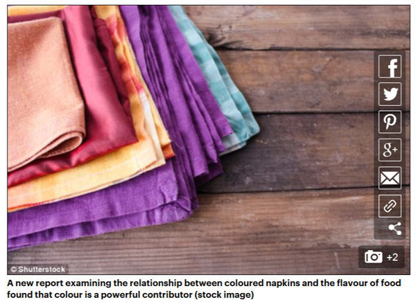研究：餐巾颜色影响食物口感