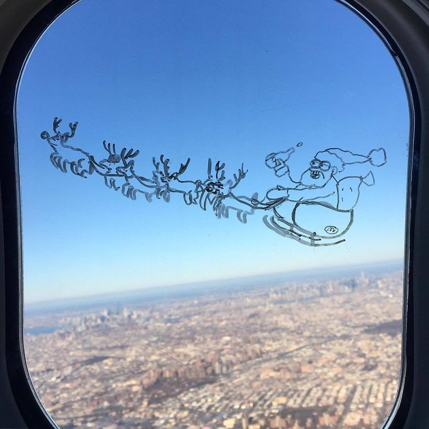 飞机窗边的涂鸦君（组图）