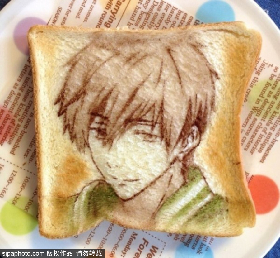 不忍心吃系列 日本艺术家在吐司面包上画动漫（组图）