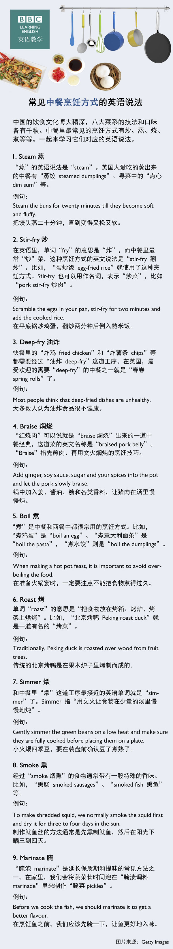 常见中餐烹饪方式的英语说法