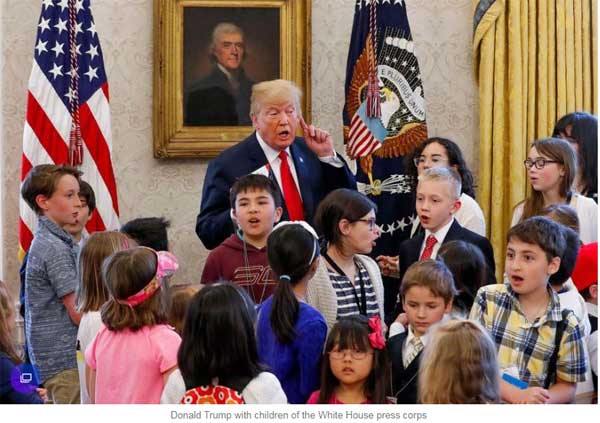 白宫举办“带孩子上班日” 特朗普不忘揶揄记者
