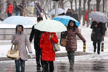 Beijing embraces first snow since winter