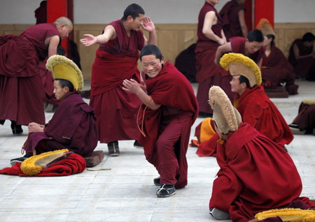 Monks exercise ahead of Tibetan new year