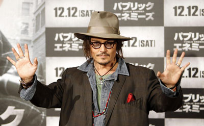 Johnny Depp promotes new movie in Tokyo