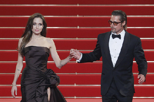 Pitt and Jolie at screening of film 'The Tree of Life' at 64th Cannes Film Festival