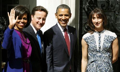 US President Barack Obama and first lady Michella Obama in Britain and Ireland