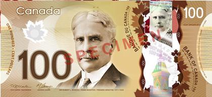 加拿大发行百元面值“塑料钱”